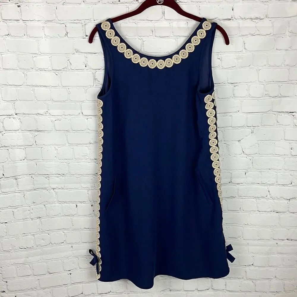 Lilly Pulitzer Stella Shift Dress Navy and Gold Size 2